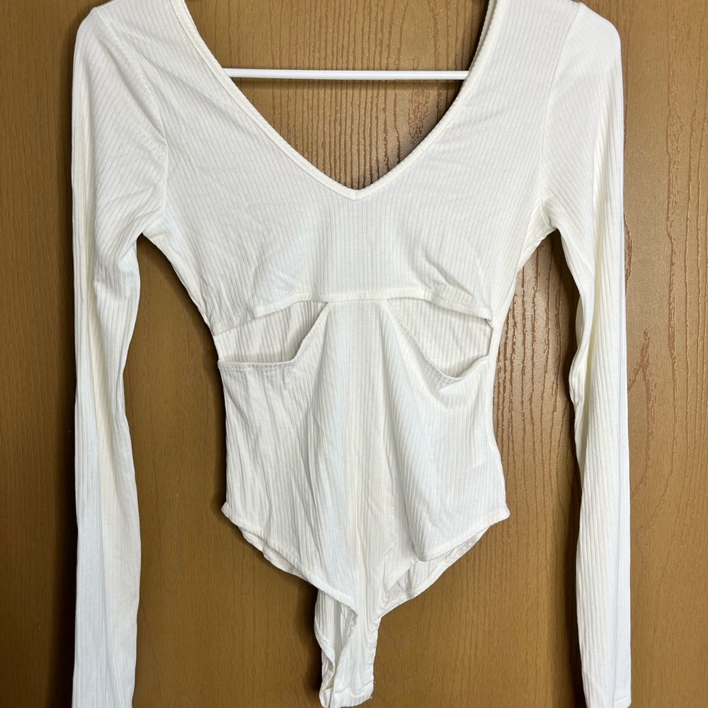 Adika White Asymmetrical Fitted Bodysuit